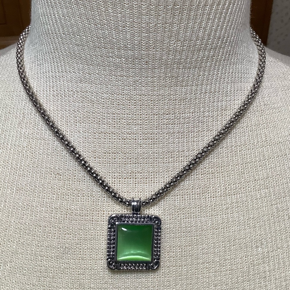 Roma Silver Necklace with Green and Blue Accents
